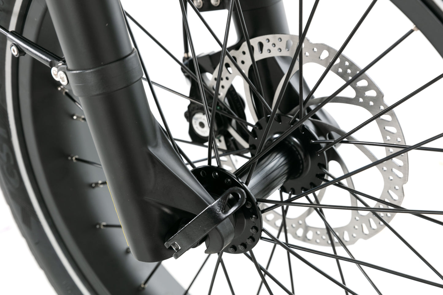 Evvolt Kyst stålblå – forgaffel med skivebrems detalj