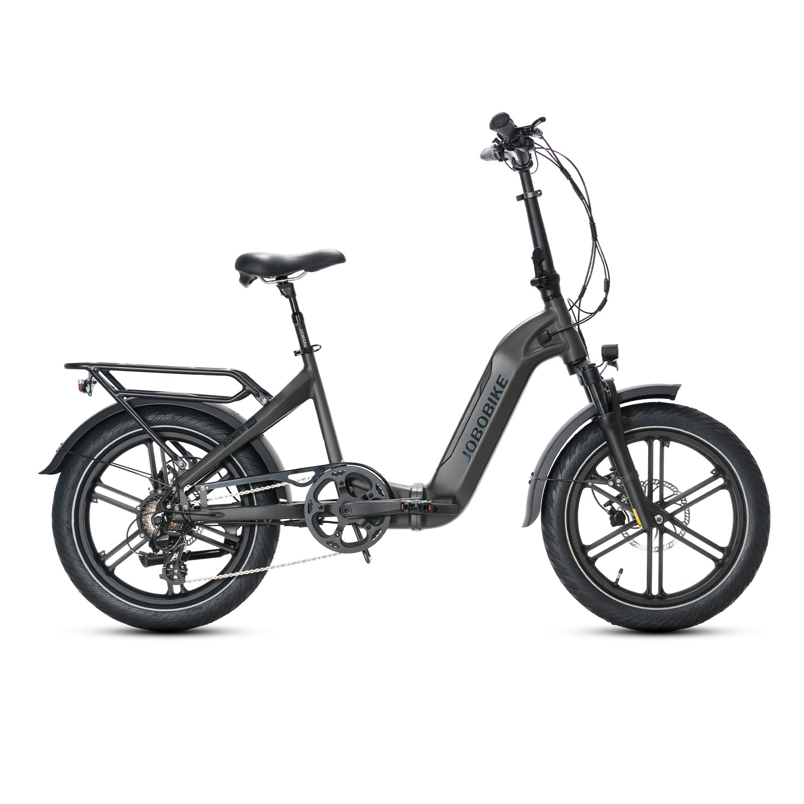 Evvolt Kyst Pro elsykkel olivensvart fatbike – sidevisning hvit bakgrunn