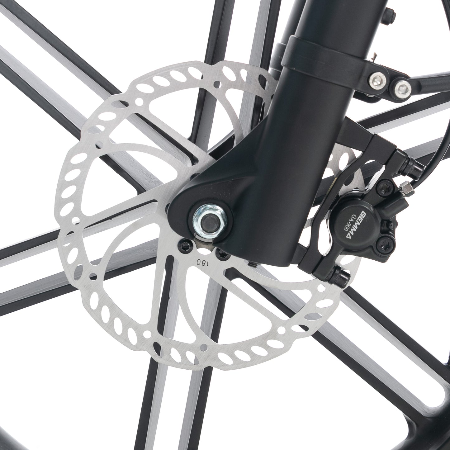 Evvolt Kyst Pro olivensvart – Gemma hydraulisk skivebrems og magnesiumfelg detalj