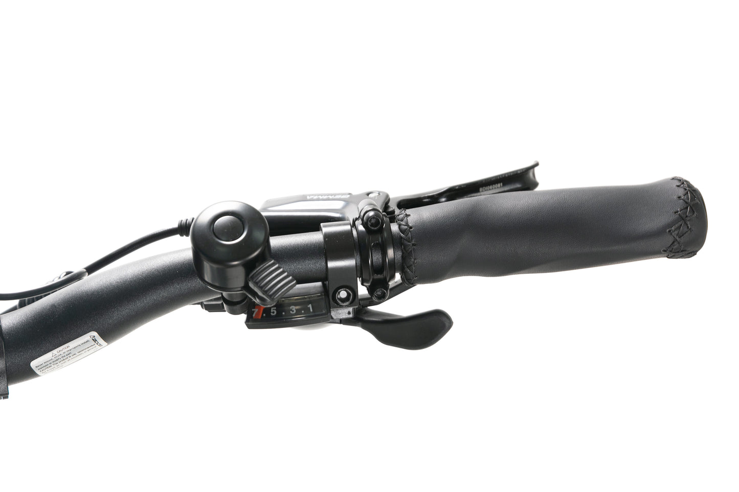 Evvolt Kyst Pro olivensvart – Shimano girhendel med klokke og håndtak detalj