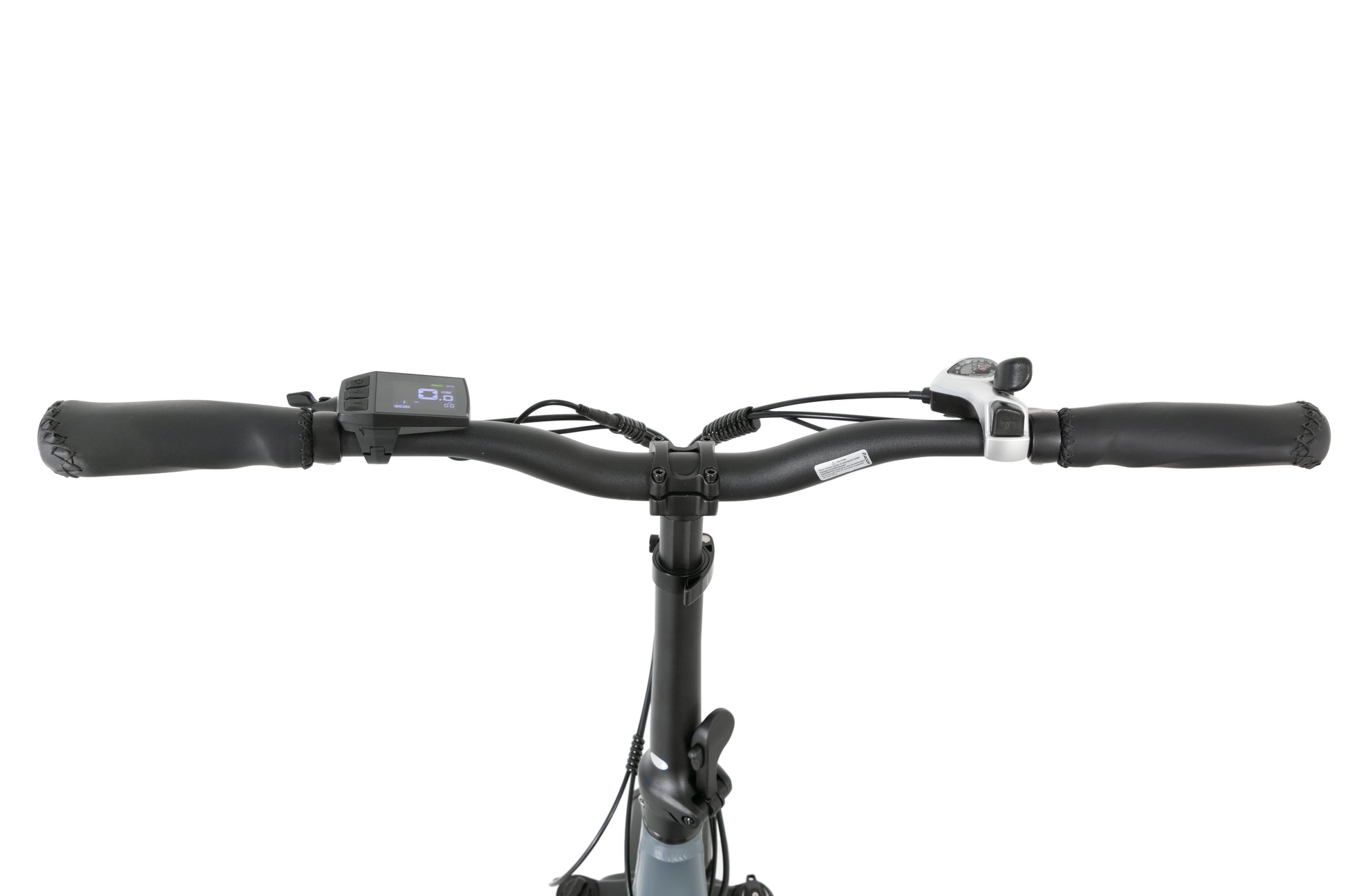 Evvolt Kyst stålblå – styre med display og Shimano girhendel detalj