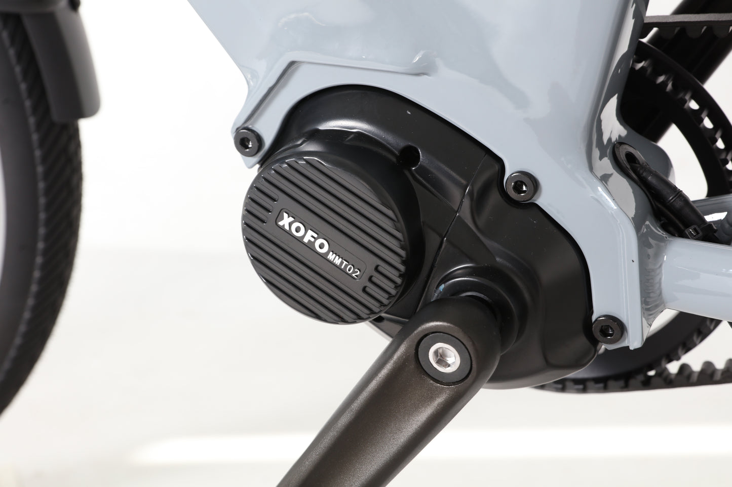 Evvolt Luxe XOFO midtmotor detalj – sølvgrå