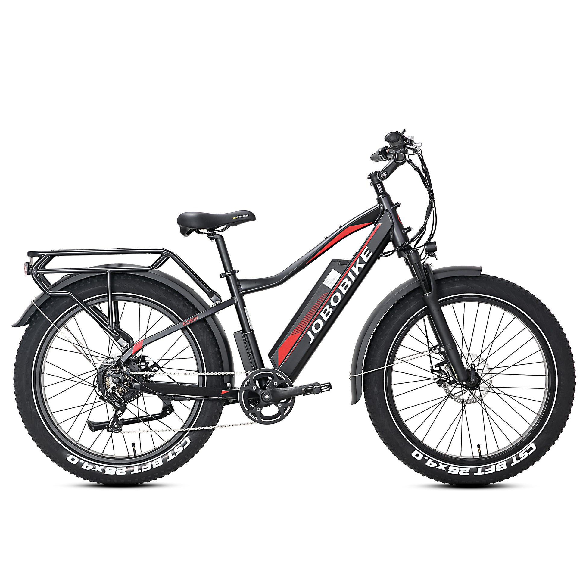 Evvolt Topp elsykkel mattsvart fatbike – sidevisning hvit bakgrunn