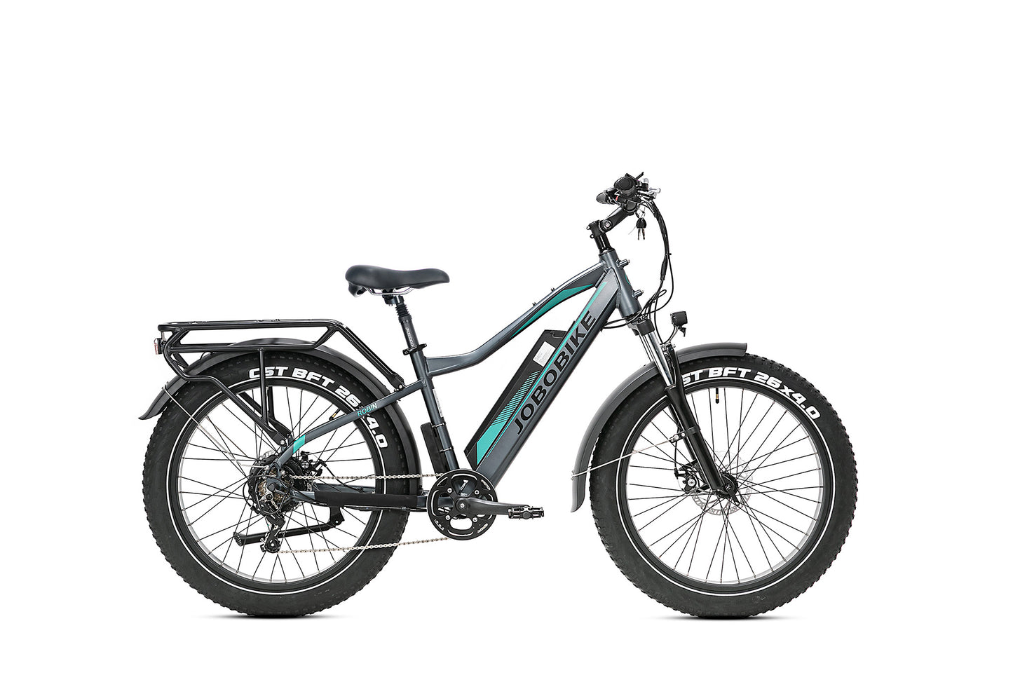 EVVOLT Topp Pro grafittgrå elektrisk fatbike full sidevisning med bagasjebrett