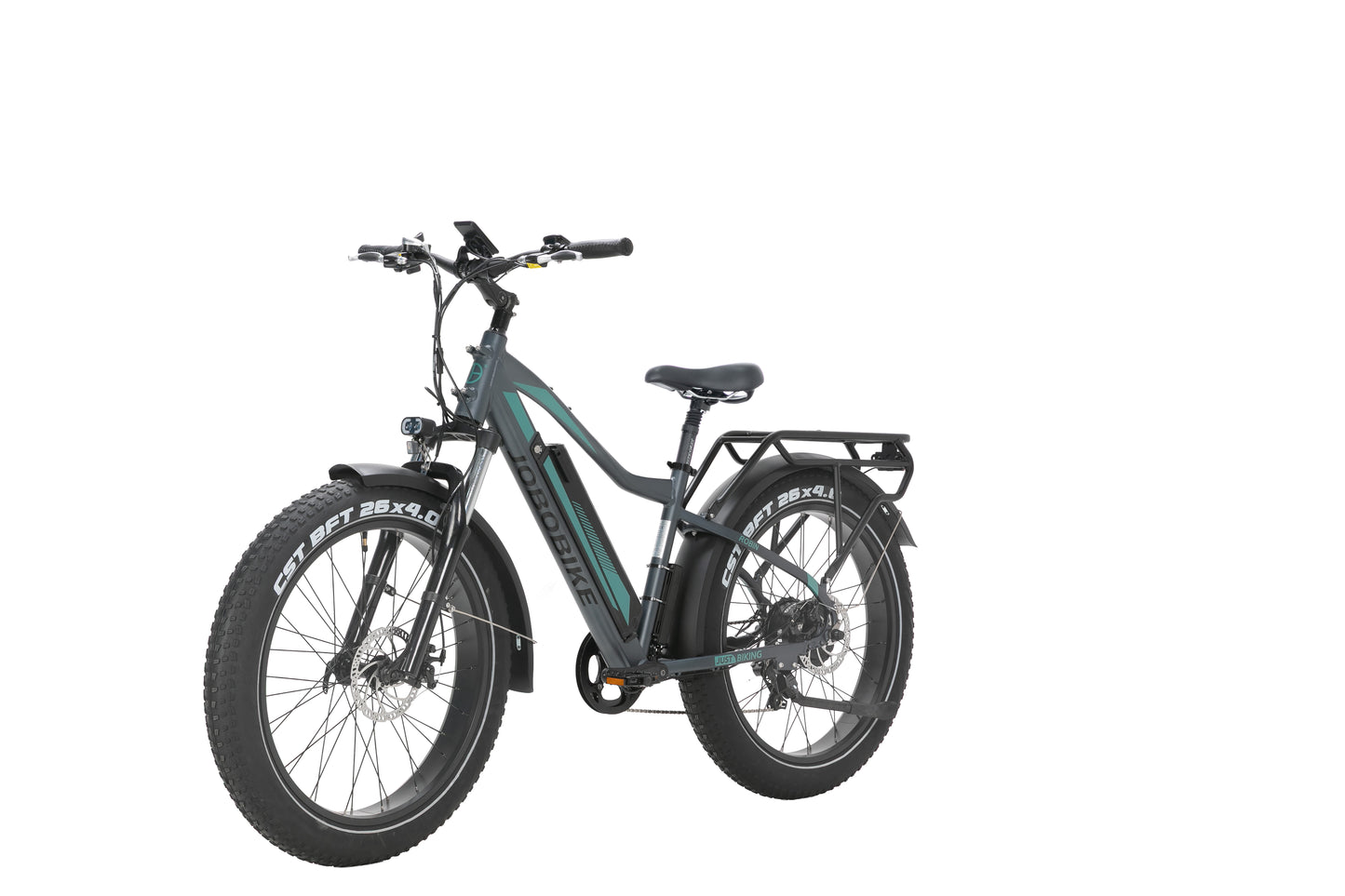 EVVOLT Topp Pro grafittgrå fatbike sett skrått forfra med CST BFT 26x4.0 fatdekk