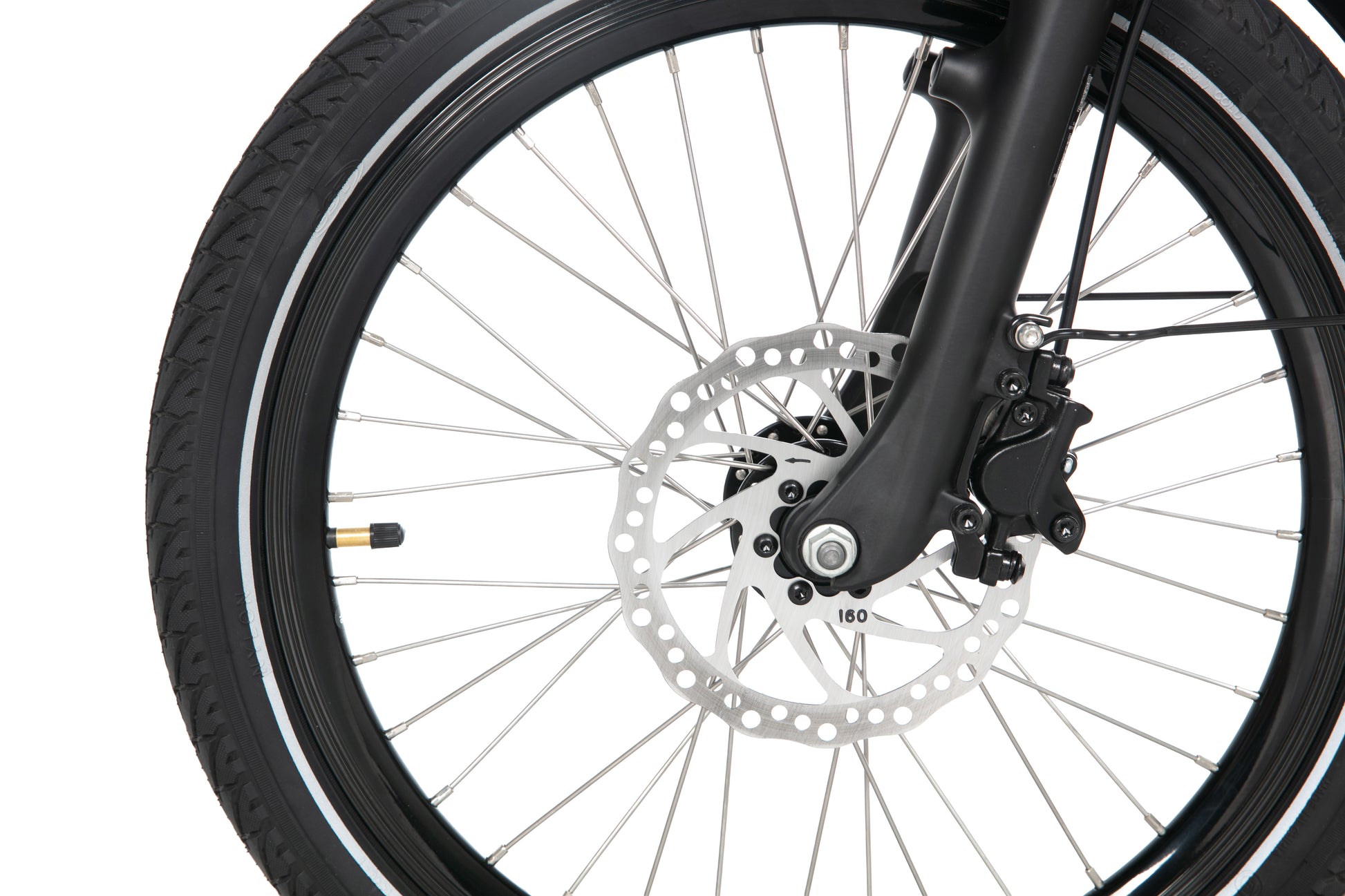 Evvolt Urban grafittgrå – fronthjul med 160mm skivebrems detalj